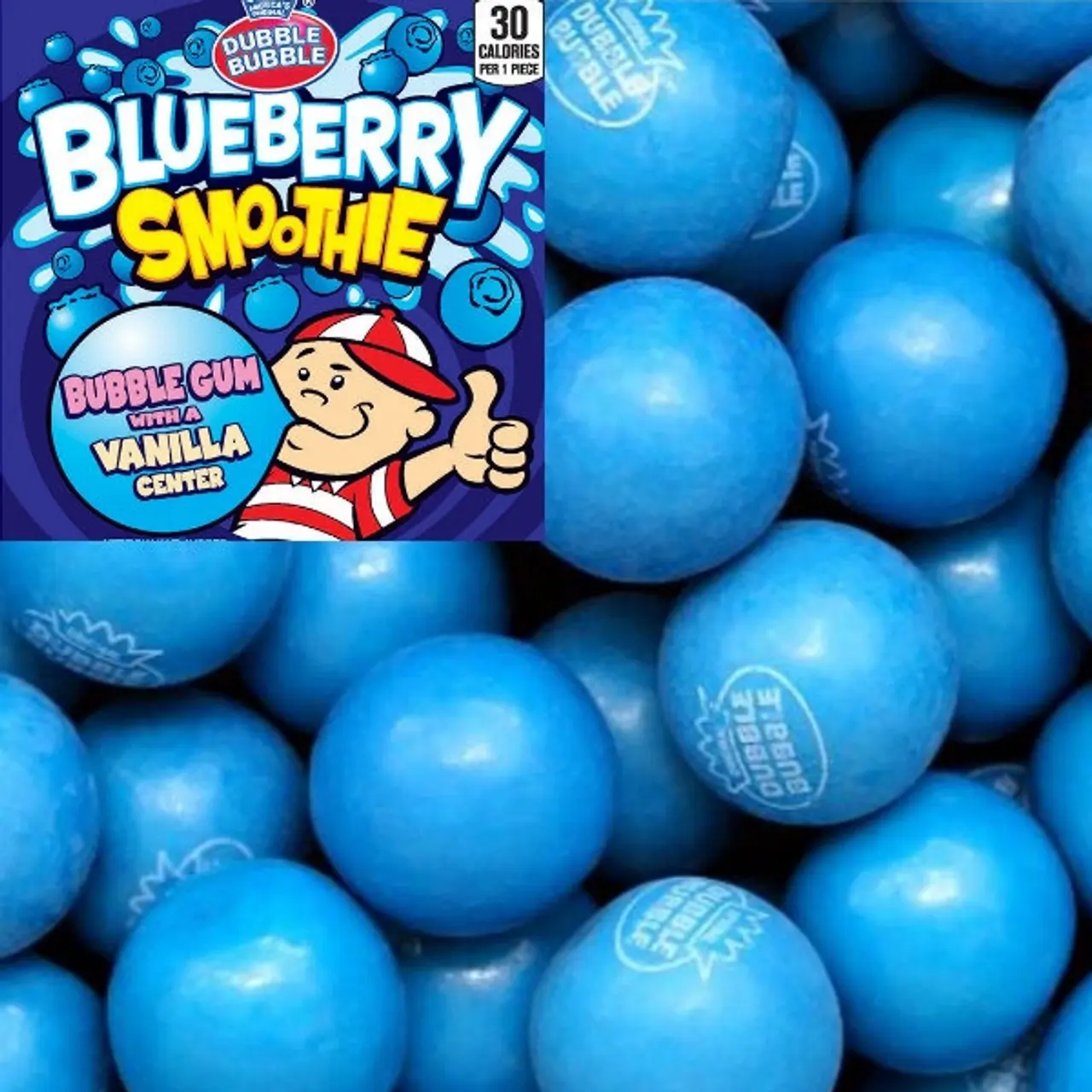 Dubble Bubble Blueberry Smoothie Gumballs – glossy blue-purple mix for vending and party candy