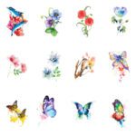 ADD5FOL - Nature Watercolor Temporary Tattoos in Folders 300pcs