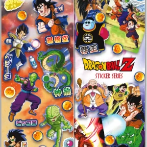 Flat vending stickers featuring Dragon Ball Z characters like Goku and Vegeta, perfect for vending