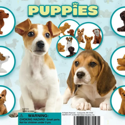 Puppy dog figures in 2 inch capsules for tomy gacha and gashapon machines with 12 dog breeds to collect