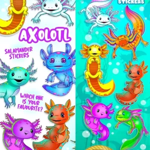 axolotl stickers bulk vending