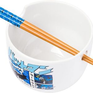 DC Comics Batman Japanese Manga Panels Ceramic Ramen Noodle Rice Bowl with Chopsticks