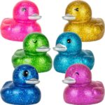 Rubber 6in Glitter & Star Ducks