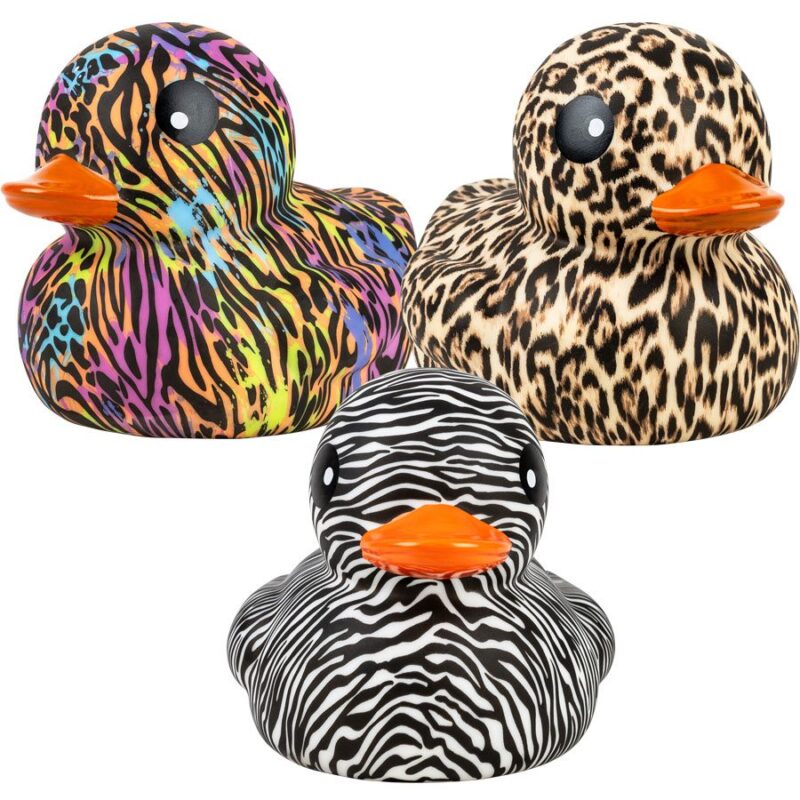 Rubber Deluxe Animal Pattern Ducks 6in (12pcs)