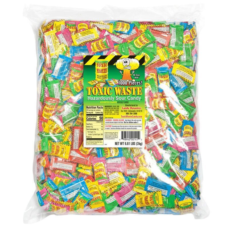 Toxic Waste Bulk Assorted Sour Candy Bag 1000 Pcs