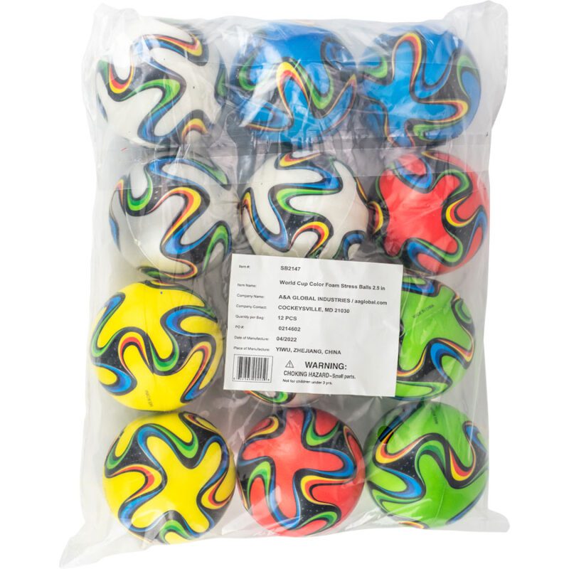 World Cup Color Foam Stress Balls 2.25in