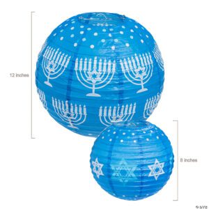 hanukkah-hanging-paper-lanterns blue