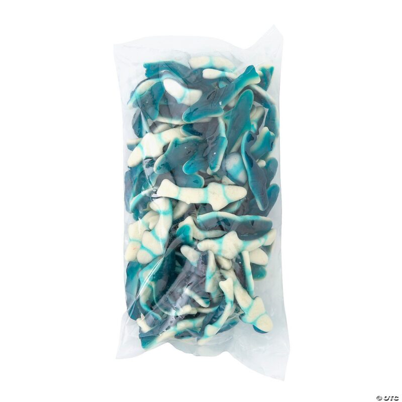 12-pound bulk pack of blue shark gummy candy, perfect for shark-themed parties and candy buffets.