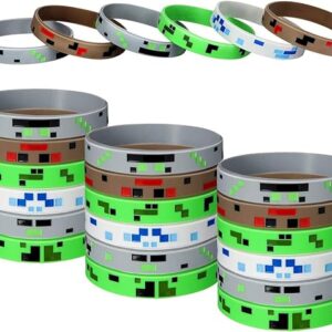 Minecraft Style Pixel Bracelets Asst. (24 Pcs.)