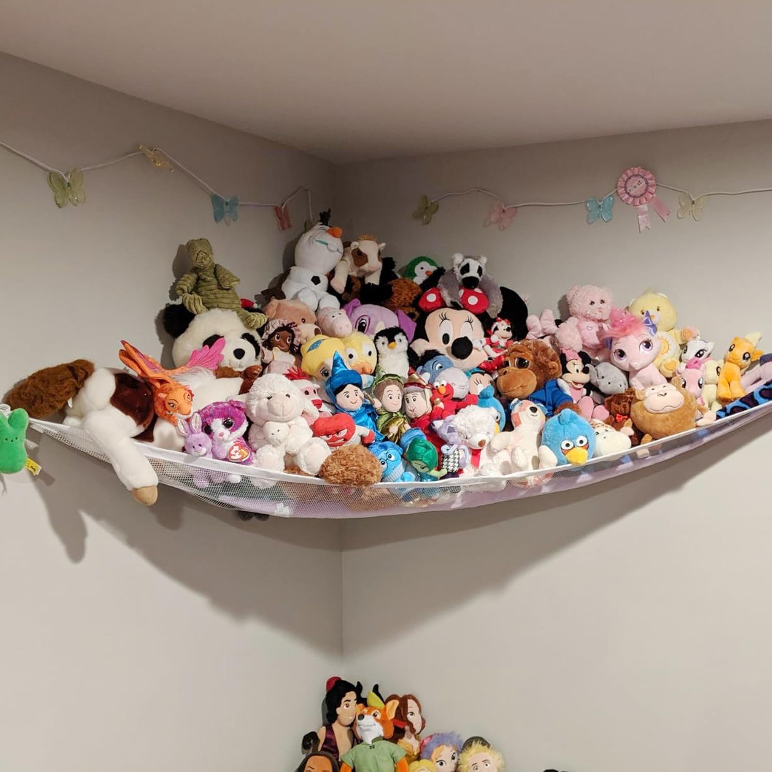 how to hang a Stuffed Animal net Storage Hammock, Toy Net Holder Organizer for Squishmallows Stuffies Teddy Bears Plushies