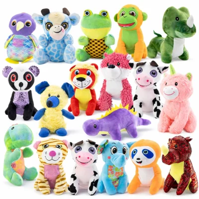 Medium plush assortment 8–9 inch colorful animal mix for claw machines crane prizes and arcade games