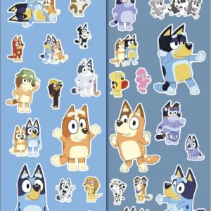 Flat vending sheets featuring colorful Bluey stickers, designed for easy loading and smooth vending machine dispensing.