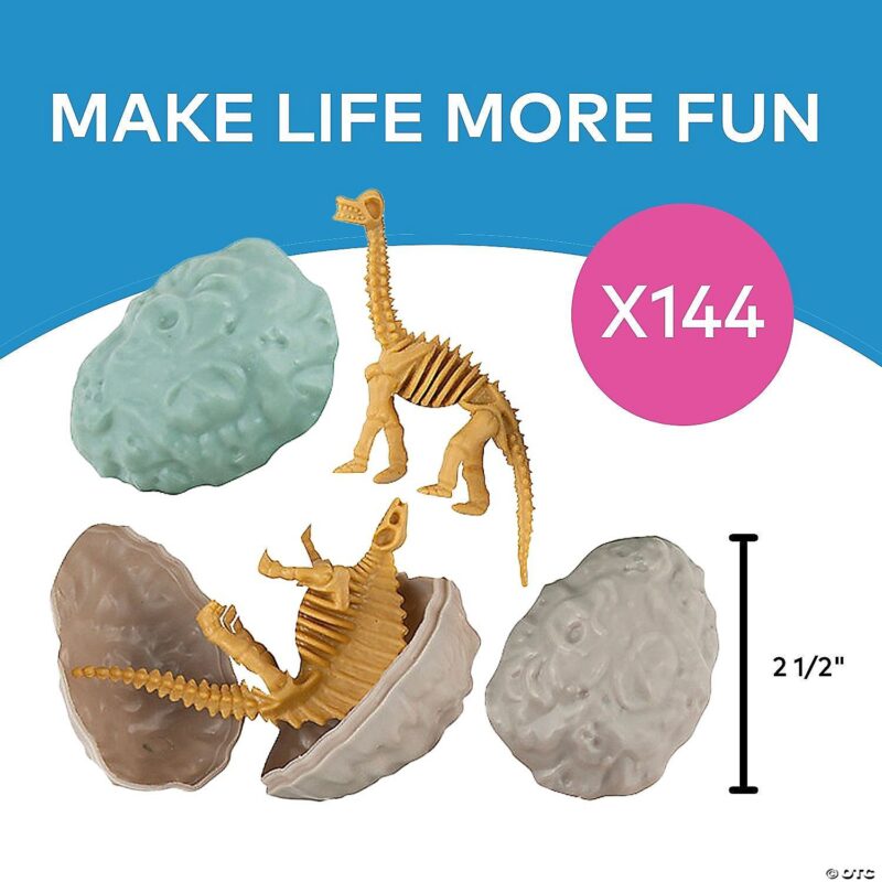 Bulk 144 Pc. Dinosaur Fossil Toy-Filled Plastic Easter Eggs