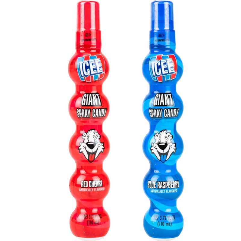 Icee Giant Candy Spray Display Box - Red And Blue Giant Candy Sprays Shot