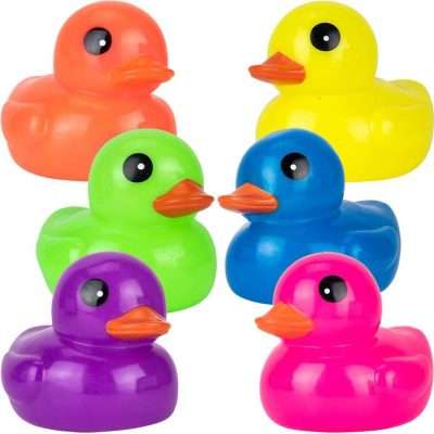 Rubber Fluorescent Ducks 6in (12 Pcs.) Vibrant rubber ducks for crane machines and parties