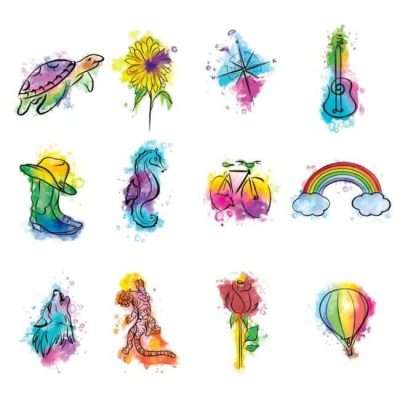 Watercolor Tattoos in Folders – 300 Pieces