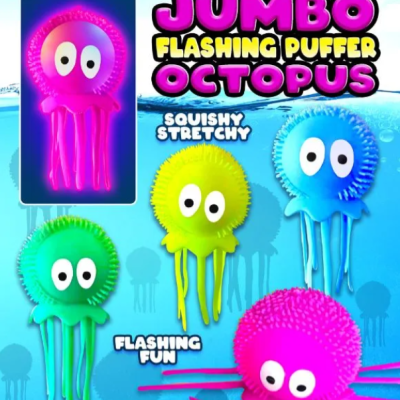Flashing puffer octopus toys in 4-inch capsules