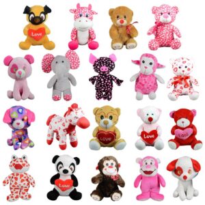 10-14 Inch Valentine's Day Stuffed Animals 60 PACK Holiday Plush