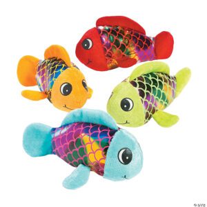 8.5-inch Shiny Plush Fish in Assorted Bright Colors