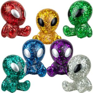 Alien Toy Figures Bulk Pack (100pcs) In 7 Colors with Metallic Eyes