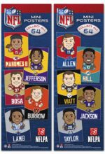 Discover our NFL Collectible Player Posters, a 288-piece set of mini 3" x 4.5" posters perfect for flat vending machines. Featuring 64 NFL stars, including Mahomes and Jackson. Not stickers or trading cards!