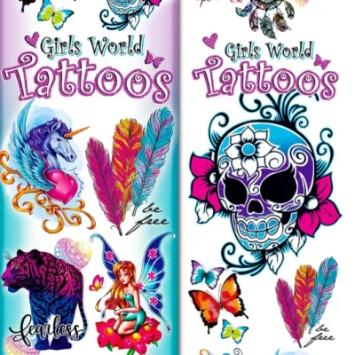 Flat vending sticker sheets with colorful dolphins, unicorns, and butterflies—perfect for girls who love magical designs.
