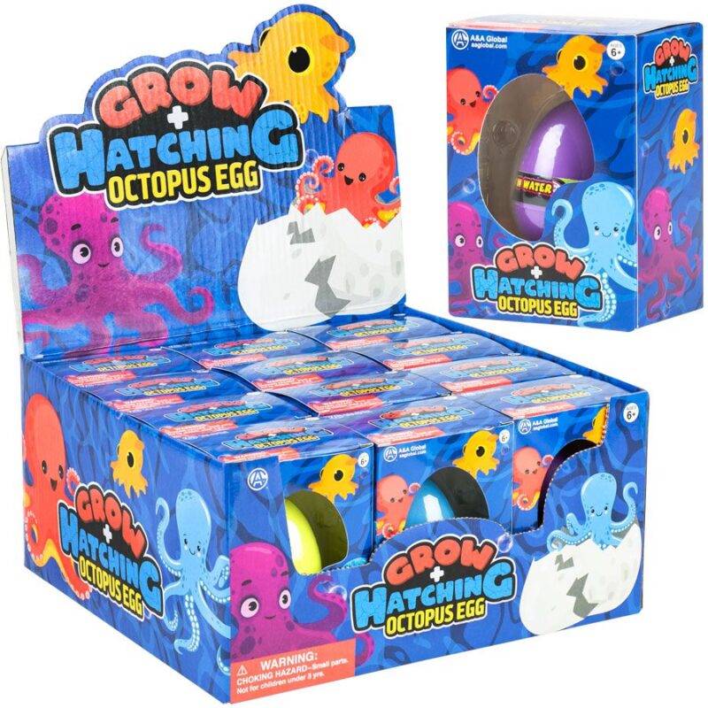 Grow & Hatching Octopus Eggs - 12 pcs in Display Box, Watch Them Hatch and Grow!