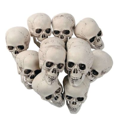 Halloween Skull Decor (48-Pack) – Durable 5-Inch Plastic Skulls