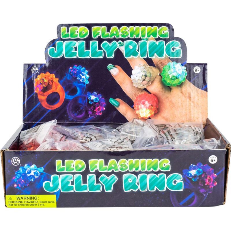 LED Flashing Light-Up Jelly Rings – 24 Pieces