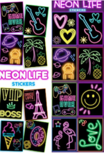 Neon Life Stickers (300 ct) Bulk Vending Supplies