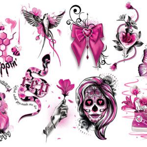 Pink & Black Tattoos Series 14 (300 Count) - Bulk Vending Supplies 2