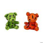 Spooky 4 1/2" Halloween Teddy Bears in assorted designs. Perfect for Halloween parties, prize displays, and crane machines. Pack of 96 pieces.