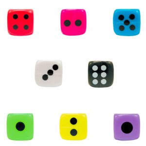 1-inch self-vending dice in assorted colors, 300 pieces