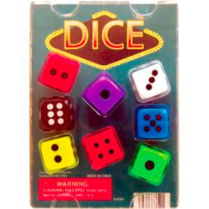 1-inch self-vending dice in assorted colors, 300 pieces