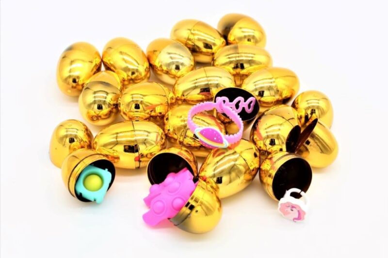 2-Inch Gold Metallic Toy-Filled Eggs - 300 Count with Assorted Surprise Toys