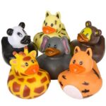 2-inch zoo animal rubber duckies, 288 pieces in assorted zoo animal designs for party favors, crane games, and arcade prizes.