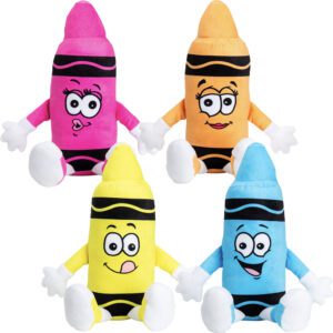 9-Inch Crayola Crayon Plush Toys in Assorted Neon Colors (Yellow, Pink, Blue, Orange) - 100 Pieces for Redemption & Claw Machines