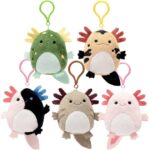 Assorted 4-inch Axolotl Plush Backpack Clips - 60 pieces, perfect for axolotl fans and collectors.