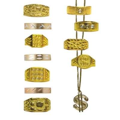 California Gold Jewelry Assortment – Youth-Sized Rings & Necklaces – 100 pcs