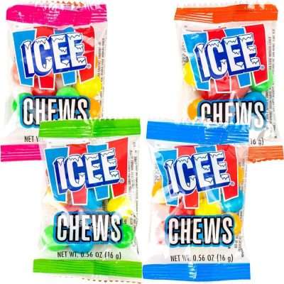 ICEE Chews - 150 Pieces Assorted Flavors in sweet shell with chewy center, perfect for claw machines, candy pusher machines, and party favors.