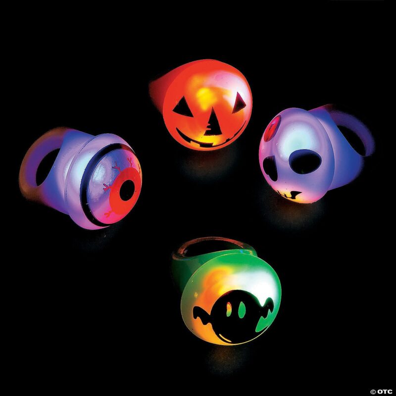 Lit-Up Blinking Halloween Rings - Flashing Party Favors for Trick-or-Treat