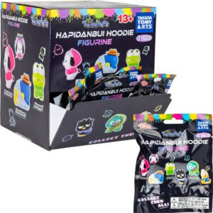 Sanrio Hapidanbui Hoodie Figurine Blind Bags – 24 pieces featuring Keroppi, Badtz-Maru, and more in cozy hoodie designs. Perfect for collectors