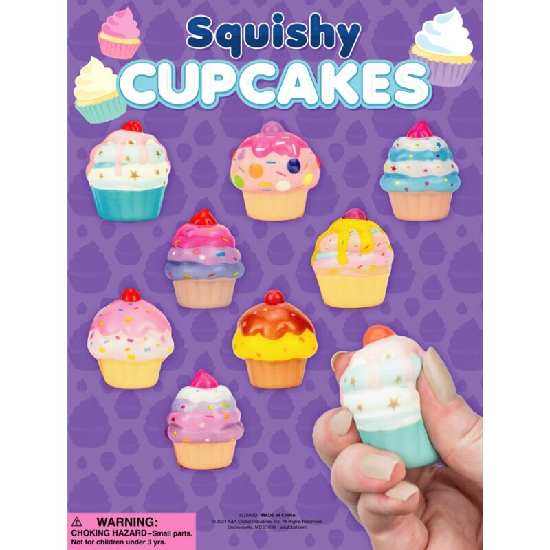 Squishy Cupcake Toys in 2-Inch Capsules - Assorted Colors and Patterns