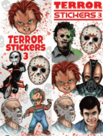 Terror Stickers #3 featuring best-selling tattoo designs in individual cardboard folders for vending machines.