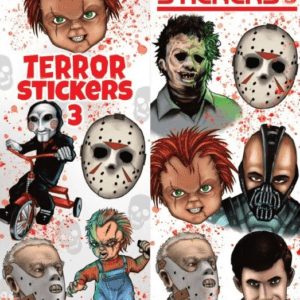 Terror Stickers #3 featuring best-selling tattoo designs in individual cardboard folders for vending machines.