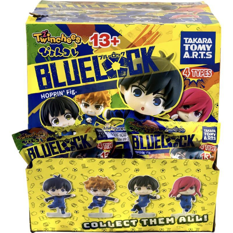 Twinchees Blue Lock Hoppin' Figure Blind Bags – 24 pieces featuring Yoichi Isagi, Rensuke Kunigami, and more. Perfect for anime fans and collectors.