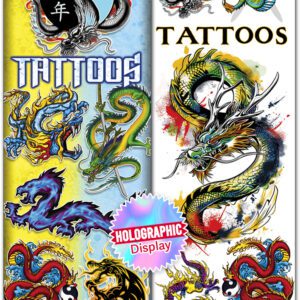 Year of the Dragon Holographic Tattoos - 300 Pieces for Flat Vending Machines