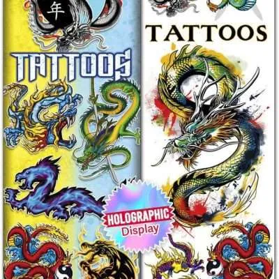 Year of the Dragon Holographic Tattoos - 300 Pieces for Flat Vending Machines