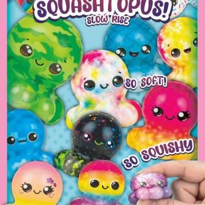 Squishy octopus toys in 2 inch capsules for tomy gacha and gashapon machines with slow-rise designs in assorted colors