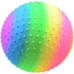 18-inch rainbow knobby ball with bright colors including violet, blue, green, yellow, orange, and red, perfect for outdoor games and events.